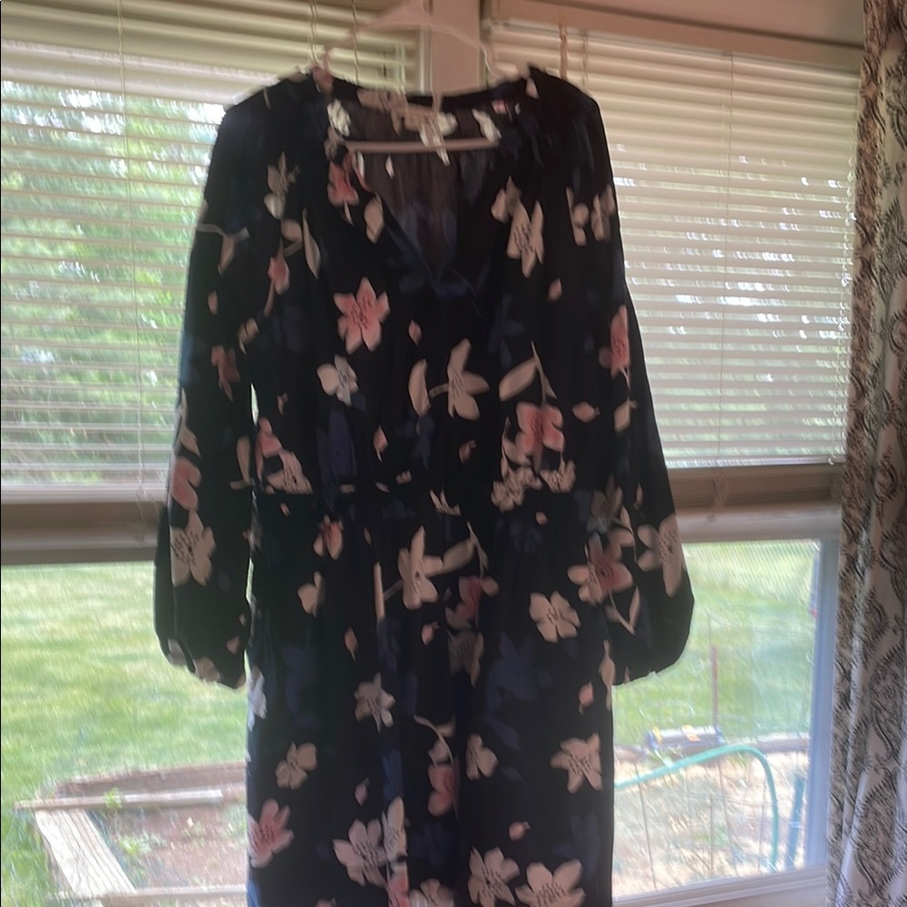 Floral Midi Dress - Black and Pink